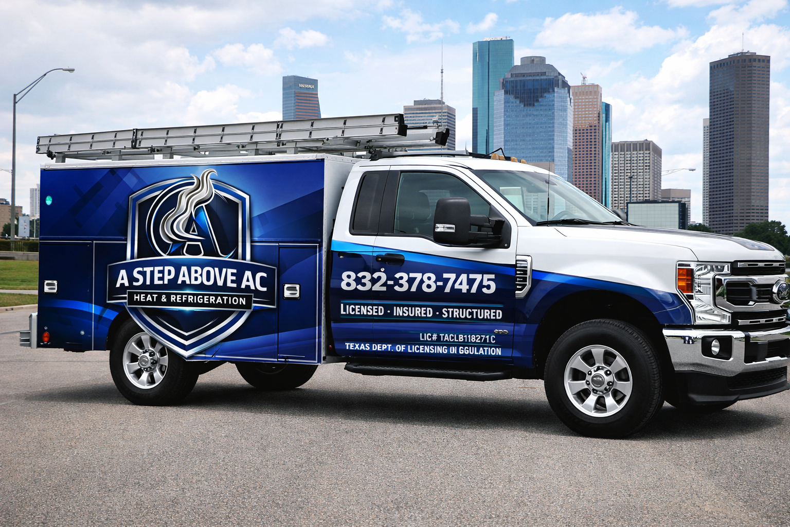 A Step Above AC Service Truck - Houston HVAC Experts